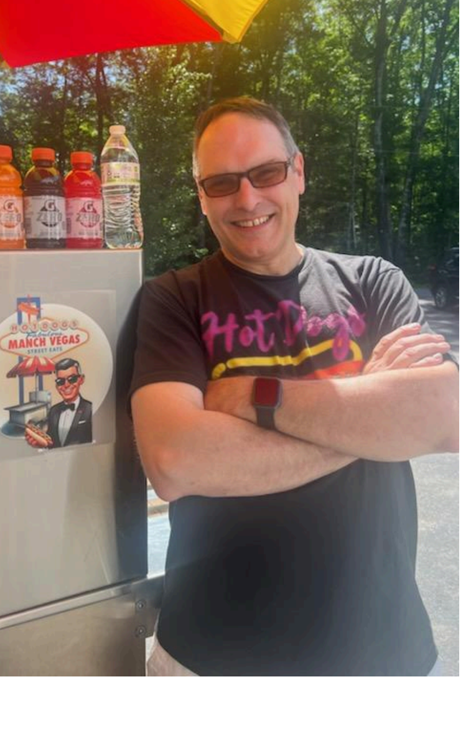 Mike standing beside the Manch Vegas cart
